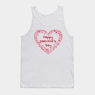 Happy Valentines Day Red Paw Print Heart Tank Top